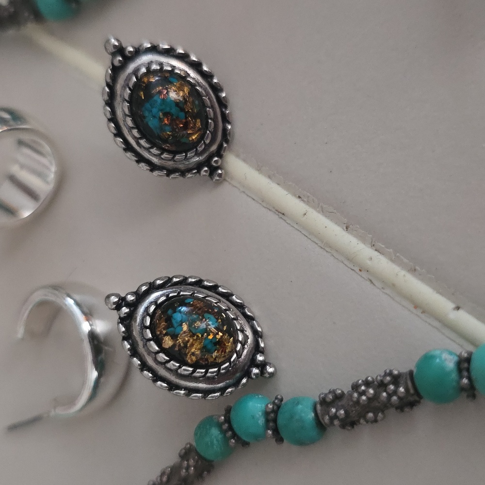 Set 9.40 Sterling Hallmarked Earrings And Artisan Wear 2 Ways Necklace x4 - Picture 4 of 17